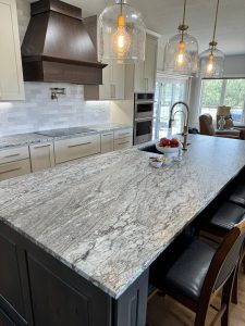 Leathered Azul River Granite Kitchen Island