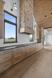 Leathered Black Pearl Granite Countertop in New Kitchen